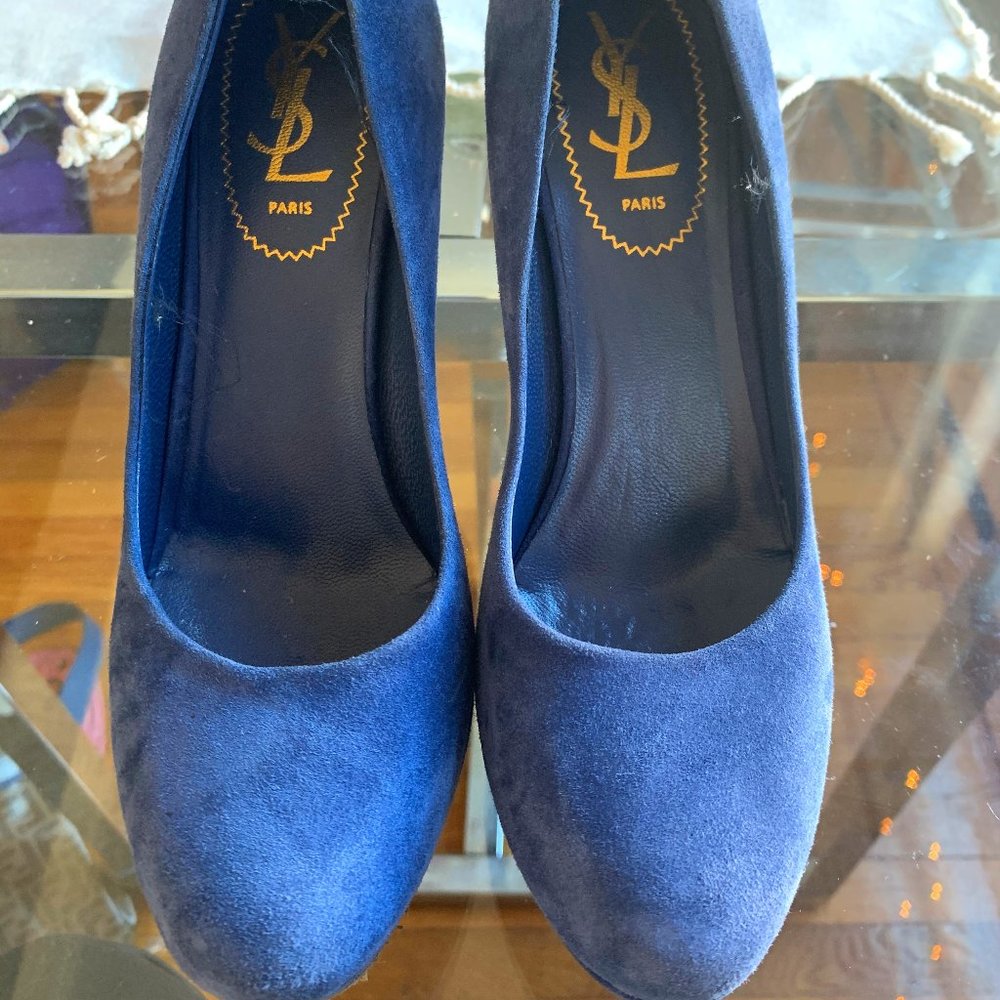 YSL Royal Blue Suede Pumps